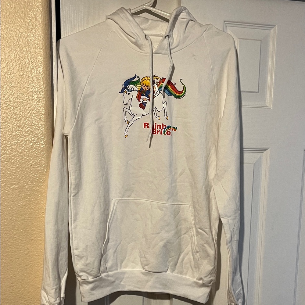 American Apparel White Rainbow Graphic Hoodie